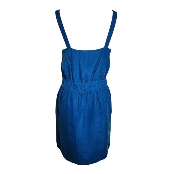 ANN TAYLOR LOFT Solid All Blue Sleeveless 100% Silk Side Zip Dress Womens Size 4 - Picture 3 of 7